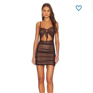 Superdown Brown Cut Out Ruched Mini Dress